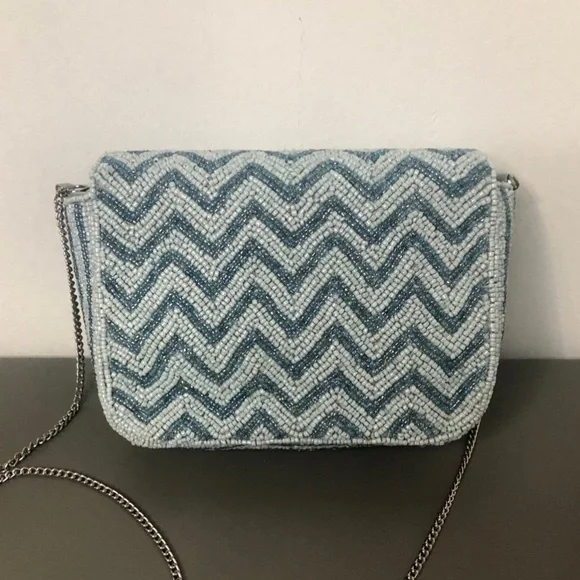 Blue Beaded Chain Strap Bag - Picture 3 of 5